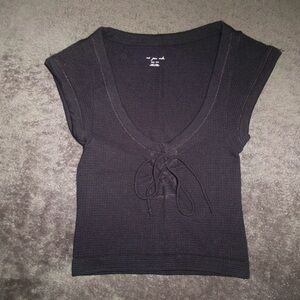 Urban Outfitters Out From Under Black Seamless Lace Up Top